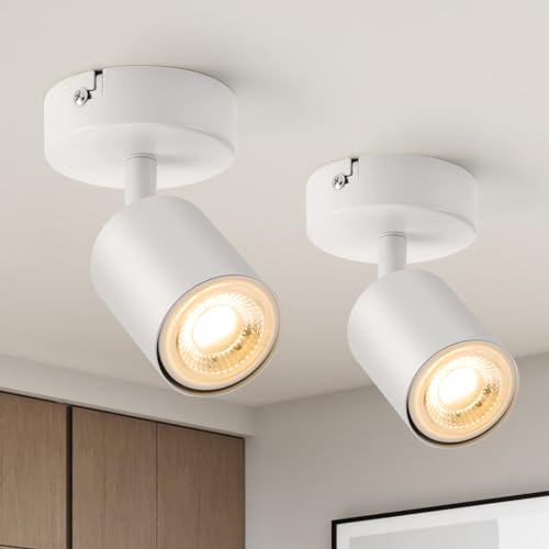 wowatt 2er LED Deckenleuchte 1 Flammig Weiß, Deckenstrahler GU10 Schwenkbar, Deckenlampe Wandstrahler Drehbar, Spotlight Lampe Deckenspots für Küche, Schlafzimmer, Wohnzimmer (Ohne Leuchtmittel) von wowatt