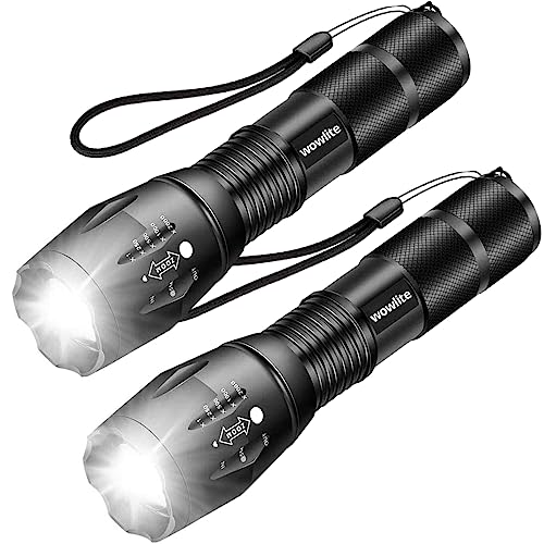 wowlite LED Taschenlampe Zoom XML T6, Super Helle Taktische Hand Torch Wasserdichte, Adjustable Focus Mini Stroboskop Taschenlampen Klein für Camping Hiking Notfall, 2 Pack von wowlite