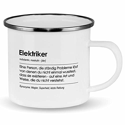 wowshirt Emallie Tasse Geschenk für Elektriker Definition Geburtstag Weihnachten, Farbe:White Metal von wowshirt