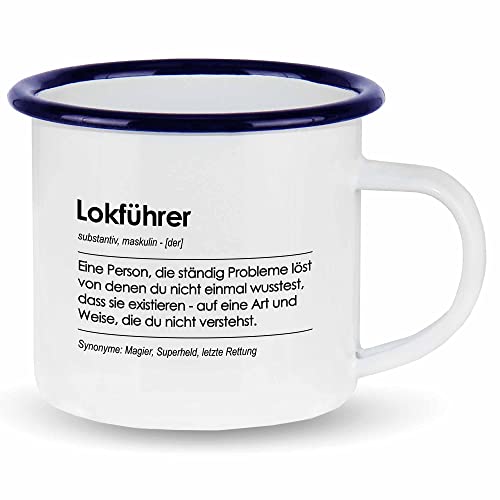 wowshirt Emallie Tasse Geschenk für Lokführer Definition Geburtstag Weihnachten, Farbe:White - Navy von wowshirt