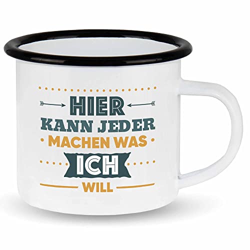 wowshirt Emallie Tasse Hier kann jeder machen was ich will Mitarbeiter Bürohumor Arbeitskollege Chef Chefin Sprüche, Farbe:White - Black von wowshirt