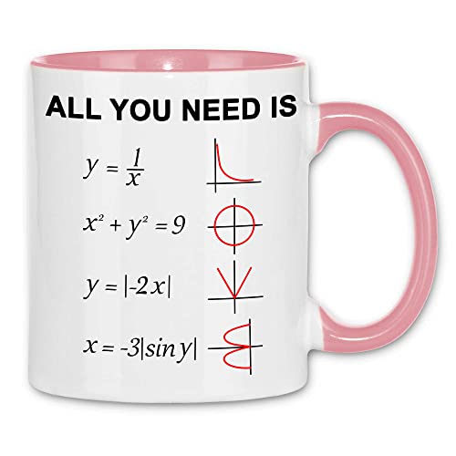 wowshirt Tasse All You Need is Love Mathe-Lehrer Mathematik Nerd Geek Uni Student, Farbe:White - Pink von wowshirt