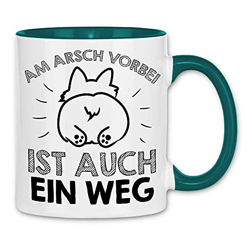 wowshirt Tasse Am Arsch Vorbei ist Auch Ein Weg Witziger Spruch Sarkasmus, Farbe:White - Petrol von wowshirt