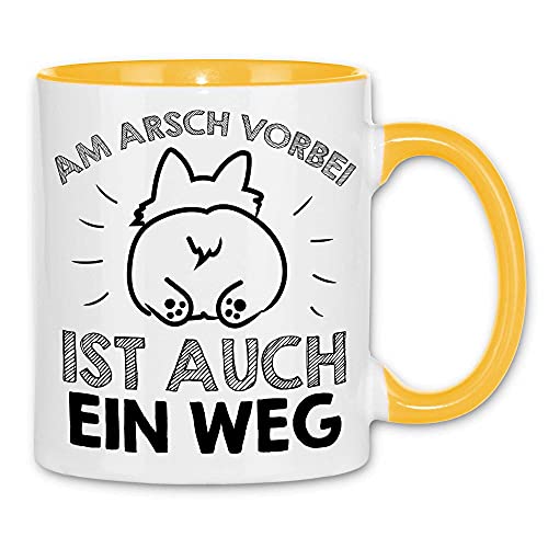 wowshirt Tasse Am Arsch Vorbei ist Auch Ein Weg Witziger Spruch Sarkasmus, Farbe:White - Yellow von wowshirt