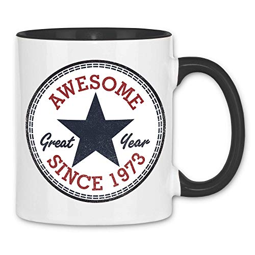 wowshirt Tasse Awesome Since Star Geschenk zum 40. 50. 60. Geburtstag 20-90 Jahre Alt, Farbe:1973 White Black von wowshirt