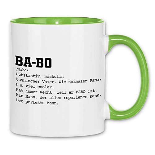 wowshirt Tasse Babo Definition Bosnischer Vater Bosnien Geschenk, Farbe:White - Light Green von wowshirt