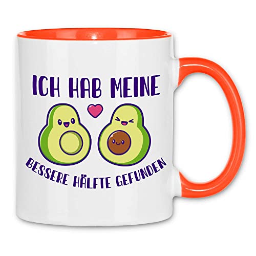 wowshirt Tasse Bessere Hälfte Gefunden Avocado Geschenk-Idee für Sie/Ihn Jahrestag Valentinstag, Farbe:White - Orange von wowshirt