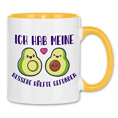 wowshirt Tasse Bessere Hälfte Gefunden Avocado Geschenk-Idee für Sie/Ihn Jahrestag Valentinstag, Farbe:White - Yellow von wowshirt