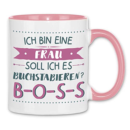 wowshirt Tasse Bin eine Frau Buchstabieren Boss Firmenchefin Anführerin Direktorin, Farbe:White - Pink von wowshirt