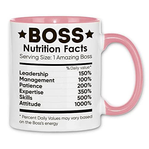wowshirt Tasse Boss Nutrition Facts Chef Nährwertangaben Abteilungsleiter Direktor Firmenchef, Farbe:White - Pink von wowshirt