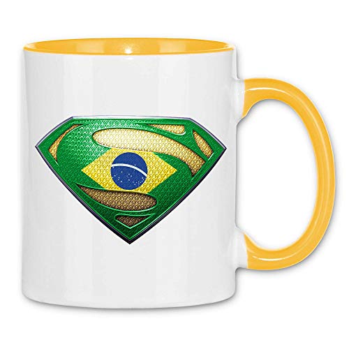 wowshirt Tasse Brasilianische Flagge, Fahne, Wappen, Brasilien, Farbe:White - Yellow von wowshirt