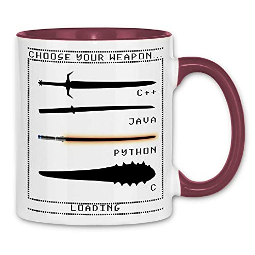 wowshirt Tasse Choose Your Weapon Java Python Programmierer Informatiker Software Entwickler Coder, Farbe:White - Bordeaux wowshirt Tasse Choose Your Weapon Java Python Programmierer Informatiker Software Entwickler Coder, Farbe:White - Bordeaux von wowshirt