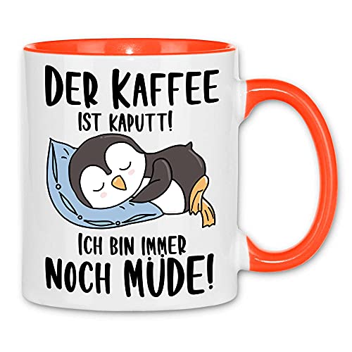 wowshirt Tasse Der Kaffee ist Kaputt ich Bin Müde Arbeit Kollege Morgenmuffel, Farbe:White - Orange von wowshirt