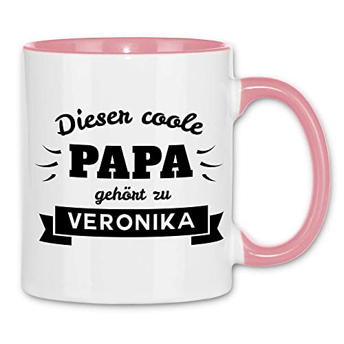 wowshirt Tasse Dieser Papa Gehört Zu Personalisiertes Geschenk für Papa Vatertag, Farbe:White - Pink von wowshirt