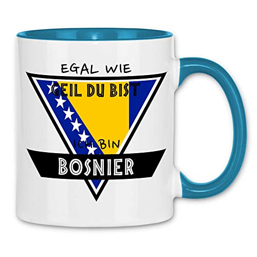 wowshirt Tasse Egal Wie Geil Du Bist Ich Bin Bosnier BOSNISCHE BOSNIEN, Farbe:White - Light Blue von wowshirt