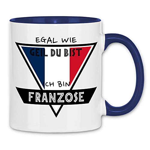 wowshirt Tasse Egal Wie Geil Du Bist Ich Bin Franzose Frankreich, Farbe:White - Navy von wowshirt