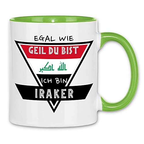 wowshirt Tasse Egal Wie Geil Du Bist Ich Bin Iraker IRAK IRAKISCH, Farbe:White - Light Green von wowshirt