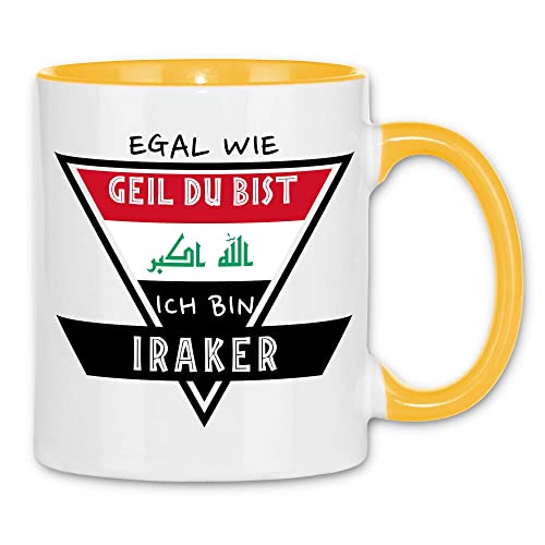 wowshirt Tasse Egal Wie Geil Du Bist Ich Bin Iraker IRAK IRAKISCH, Farbe:White - Yellow von wowshirt