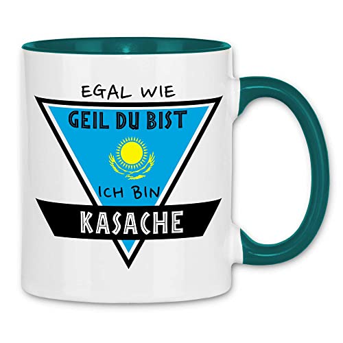 wowshirt Tasse Egal Wie Geil Du Bist Ich Bin Kasache Kasachstan, Farbe:White - Petrol von wowshirt