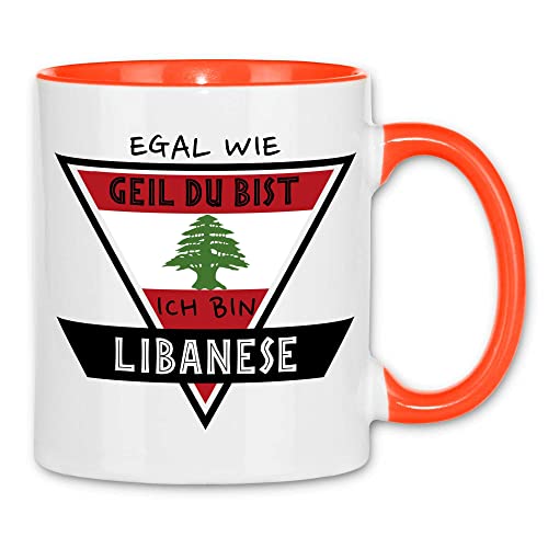 wowshirt Tasse Egal Wie Geil Du Bist Ich Bin Libanese Libanon, Farbe:White - Orange von wowshirt