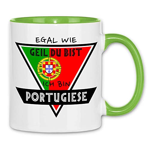 wowshirt Tasse Egal Wie Geil Du Bist Ich Bin Portugiese Portugal, Farbe:White - Light Green von wowshirt