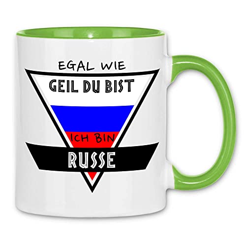 wowshirt Tasse Egal Wie Geil Du Bist Ich Bin Russe RUSSISCHE Russland, Farbe:White - Light Green von wowshirt