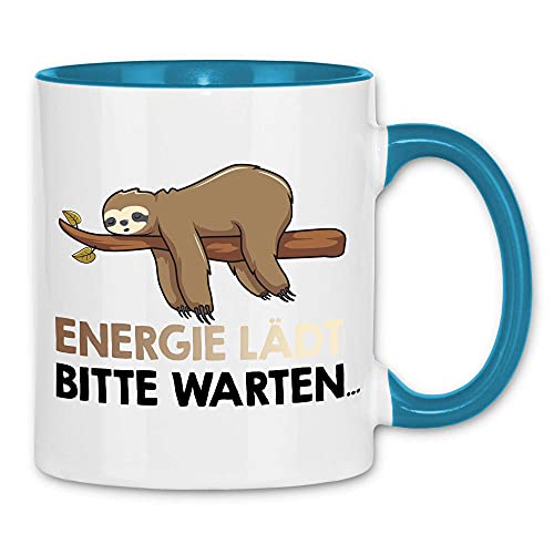 wowshirt Tasse Energie Lädt Bitte Warten Faultier Arbeit Job Büro-Humor Chef, Farbe:White - Light Blue von wowshirt