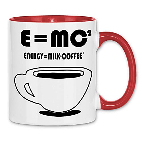 wowshirt Tasse Energy Milk Coffee Kaffee Einstein E=MC, Farbe:White - Red von wowshirt