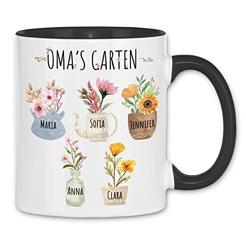 wowshirt Tasse Enkel-Kinder Anpassbare Namen Personalisiertes Geschenk für Oma Omas Garten, Farbe:White - Black von wowshirt