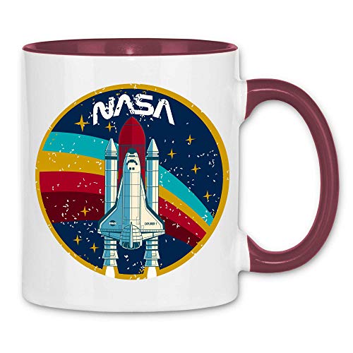 wowshirt Tasse Explorer-1 NASA Shuttle Rakete Weltall Raumfahrt Regenbogen Vintage, Farbe:White - Bordeaux von wowshirt