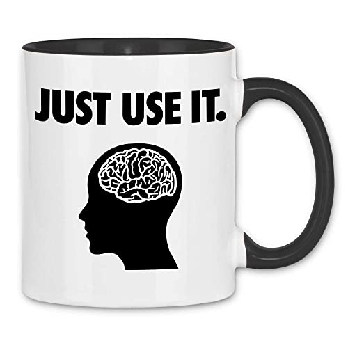 wowshirt Tasse Gehirn Intelligenz IQ Parodie Nerd Geek Student Uni Gag, Farbe:White - Black von wowshirt