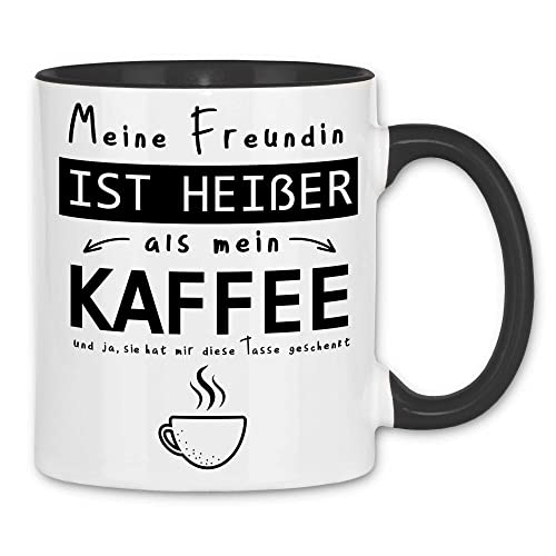 wowshirt Tasse Geschenk-Idee für Ihn Mann Jahrestag Valentinstag Warum Ich Dich Liebe Mein Freund Ist Heißer Als Mein Kaffee, Farbe:White - Black von wowshirt