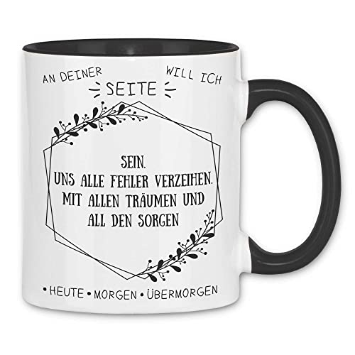 wowshirt Tasse Geschenk-Idee für Sie/Ihn Jahrestag Valentinstag An Deiner Seite Will Ich Sein, Farbe:White - Black von wowshirt