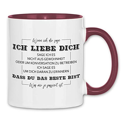 wowshirt Tasse Geschenk-Idee für Sie/Ihn Jahrestag Valentinstag Du Bist Das Beste, Farbe:White - Bordeaux von wowshirt