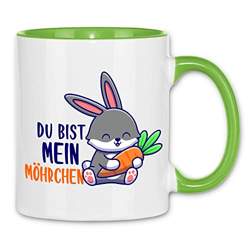 wowshirt Tasse Geschenk-Idee für Sie/Ihn Jahrestag Valentinstag Hase Du Bist Mein Möhrchen, Farbe:White - Light Green von wowshirt