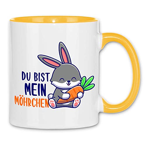 wowshirt Tasse Geschenk-Idee für Sie/Ihn Jahrestag Valentinstag Hase Du Bist Mein Möhrchen, Farbe:White - Yellow von wowshirt