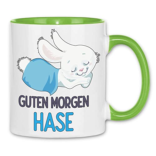 wowshirt Tasse Geschenk-Idee für Sie/Ihn Jahrestag Valentinstag Hase Guten Morgen Hase, Farbe:White - Light Green von wowshirt