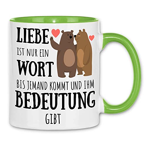 wowshirt Tasse Geschenk-Idee für Sie/Ihn Jahrestag Valentinstag Liebe Ist Nur Ein Wort, Farbe:White - Light Green von wowshirt