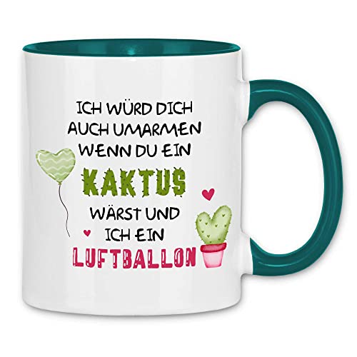 wowshirt Tasse Geschenk-Idee für Sie/Ihn Jahrestag Valentinstag Umarmen Wenn Du Ein Kaktus Wärst, Farbe:White - Petrol von wowshirt