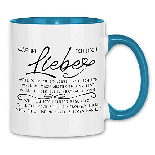 wowshirt Tasse Geschenk-Idee für Sie/Ihn Jahrestag Valentinstag Warum Ich Dich Liebe, Farbe:White - Light Blue von wowshirt