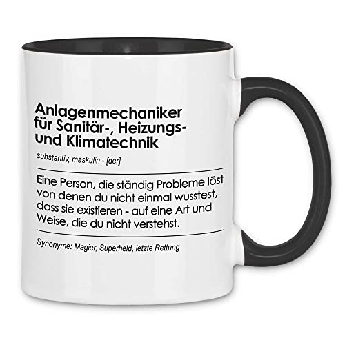 wowshirt Tasse Geschenk für Anlagenmechaniker für Sanitär- Heizungs- und Klimatechnik Definition Geburtstag Weihnachten, Farbe:White - Black von wowshirt