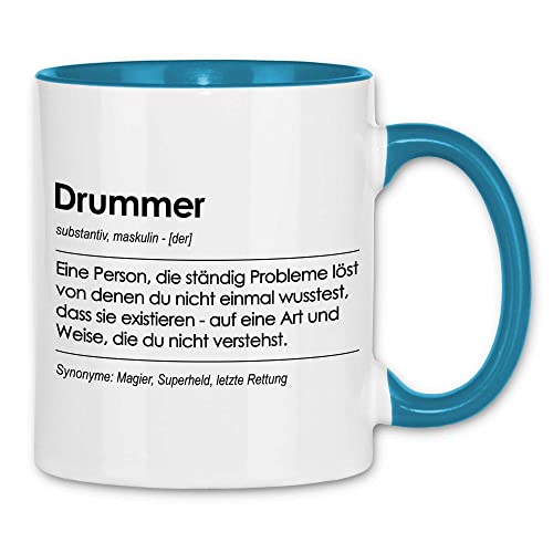 wowshirt Tasse Geschenk für Drummer Definition Geburtstag Weihnachten, Farbe:White - Light Blue von wowshirt