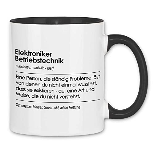wowshirt Tasse Geschenk für Elektroniker Betriebstechnik Definition Geburtstag Weihnachten, Farbe:White - Black von wowshirt