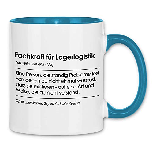 wowshirt Tasse Geschenk für Fachkraft für Lagerlogistik Definition Geburtstag Weihnachten, Farbe:White - Light Blue von wowshirt