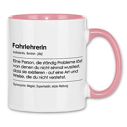 wowshirt Tasse Geschenk für Fahrlehrerin Definition Geburtstag Weihnachten, Farbe:White - Pink von wowshirt