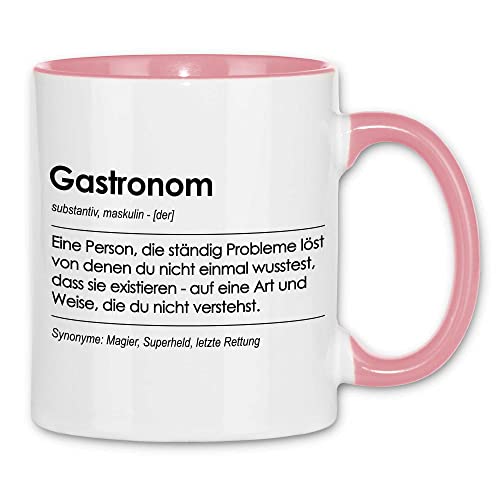 wowshirt Tasse Geschenk für Gastronom Definition Geburtstag Weihnachten, Farbe:White - Pink von wowshirt