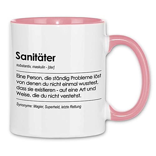 wowshirt Tasse Geschenk für Sanitäter Definition Geburtstag Weihnachten, Farbe:White - Pink von wowshirt