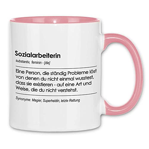 wowshirt Tasse Geschenk für Sozialarbeiterin Definition Geburtstag Weihnachten, Farbe:White - Pink von wowshirt