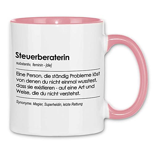 wowshirt Tasse Geschenk für Steuerberaterin Definition Geburtstag Weihnachten, Farbe:White - Pink von wowshirt