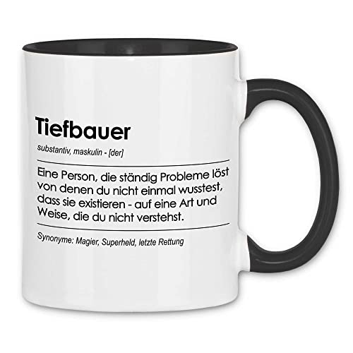 wowshirt Tasse Geschenk für Tiefbauer Definition Geburtstag Weihnachten, Farbe:White - Black von wowshirt